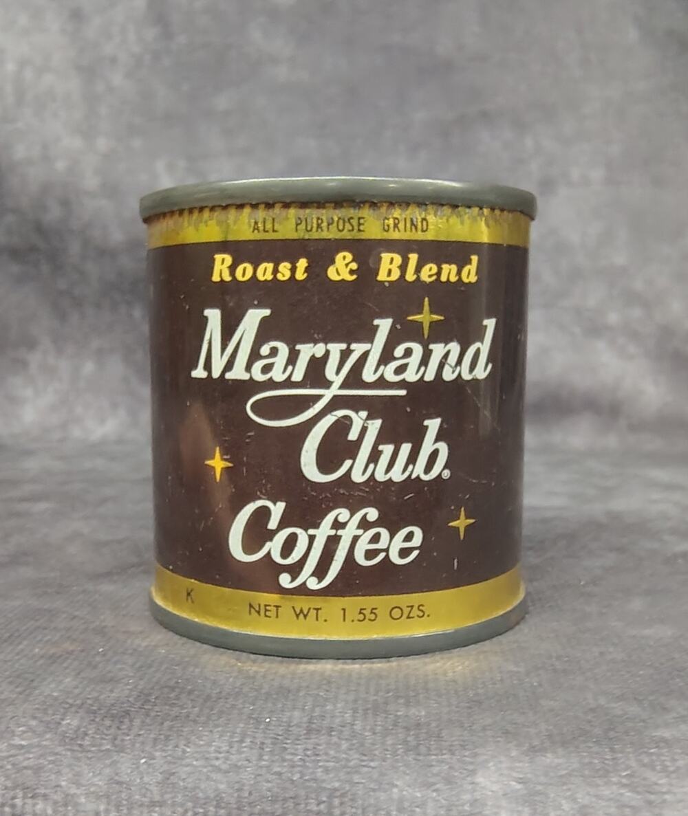 Vintage *SAMPLE* MARYLAND CLUB Coffee Tin 1.55 oz. HOUSTON, TEXAS Coca Cola